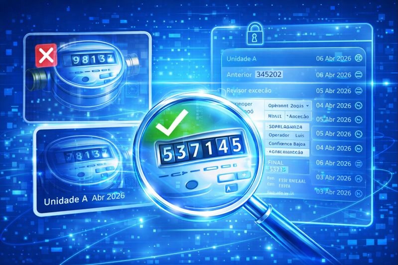 Ilustração premium de auditoria por imagem: leitura vinculada à evidência