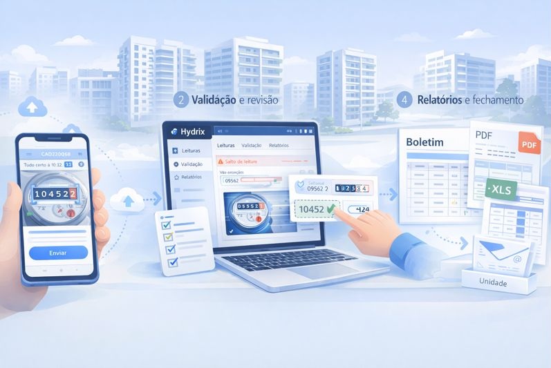 Ilustração: processo de leitura e fechamento com evidência no Hydrix